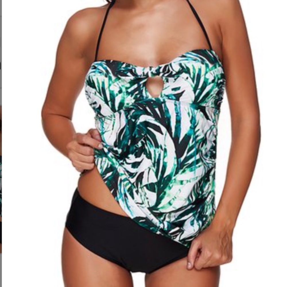 NWT keyhole palm tree swim tankini & bottom